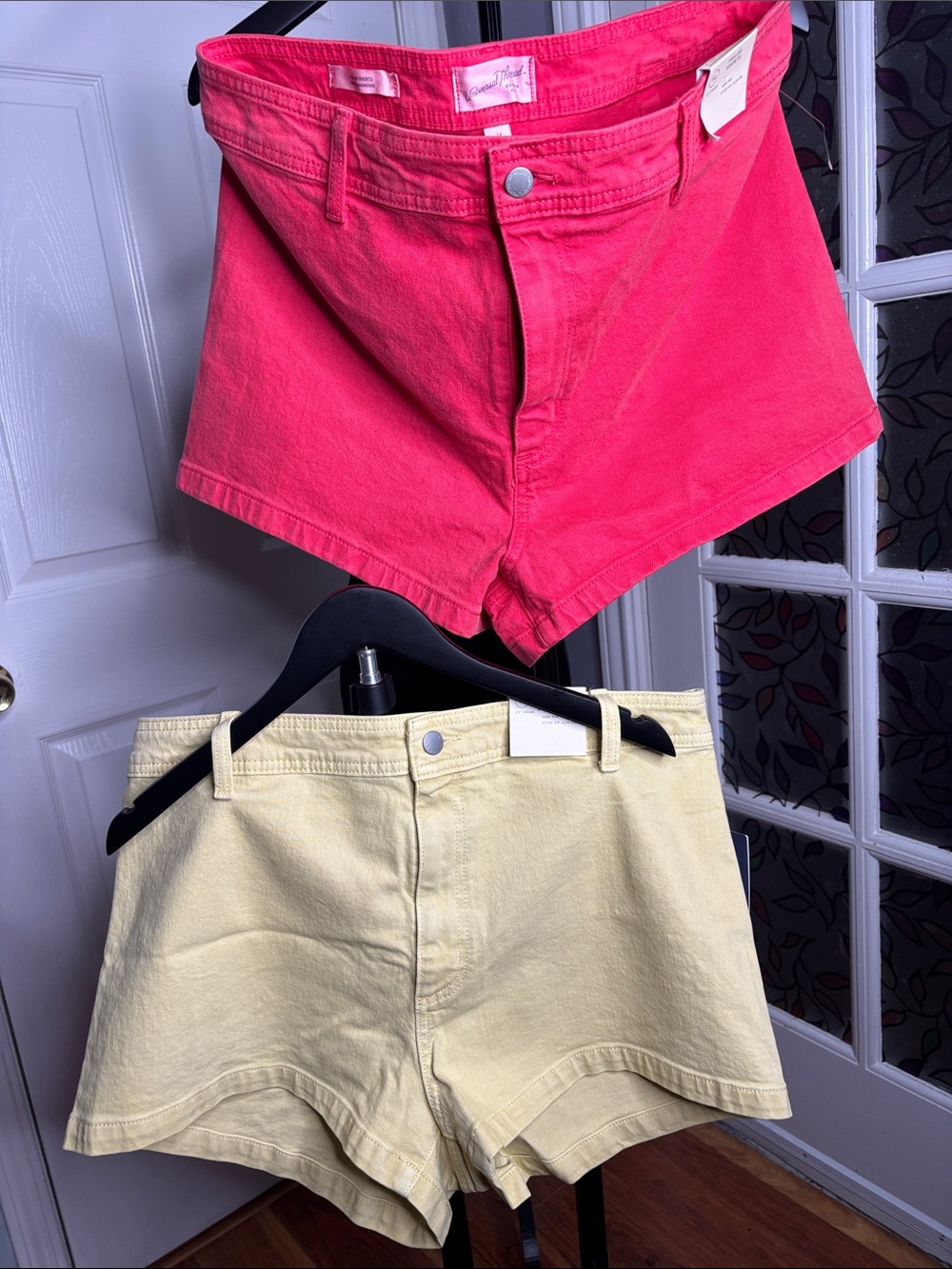 Universal Thread Pink & Pale Yellow Denim Jean Shorts Duo